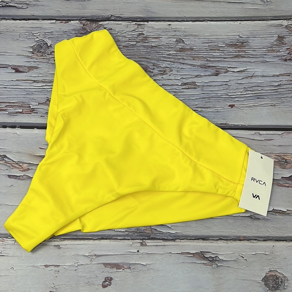 🆕NWT RVCA Cheeky High Rise High Leg Coverage Solid Yellow XS, S & M Available